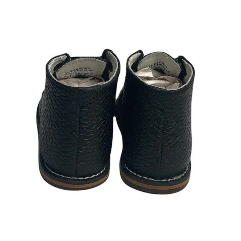 NEW Josmo Black Leather Lace Up Baby Toddler Walking Shoes Boy Girl Size 5